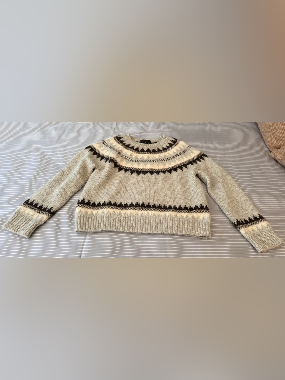 Nili Lotan Madelene Fair Isle Baby Alpaca Blend Sweater Grey